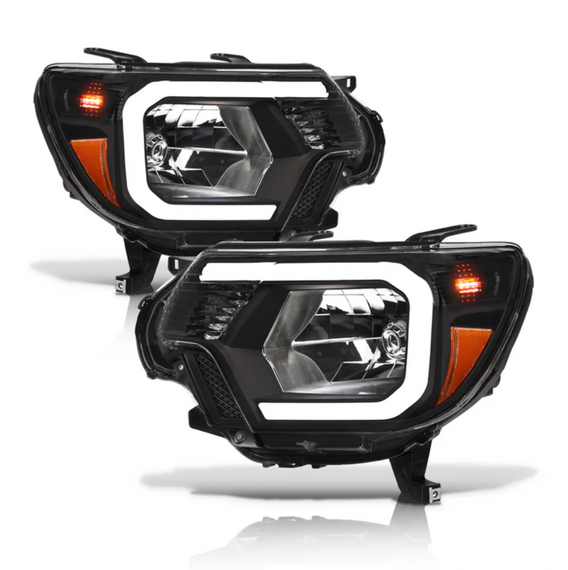 ARMORDILLO® LM Series 2012-2015 Toyota Tacoma Headlights (Crystal Headlights w/ LumenX Light Bar) -Black Housing