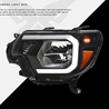 ARMORDILLO® LM Series 2012-2015 Toyota Tacoma Headlights (Crystal Headlights w/ LumenX Light Bar) -Black Housing