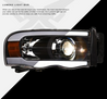 ARMORDILLO® LMP Series 2003-2005 Dodge RAM 2500 3500 Halogen Projector Headlights w/ LumenX Light Bar -Black Housing