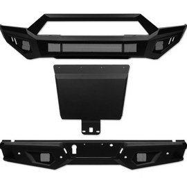 ARMORDILLO® LD2 SERIES 2018-2020 Ford F-150 Full Width Steel Front + Rear Bumper With Hoop Bar & Skid Plate Bodykit -Matte Black