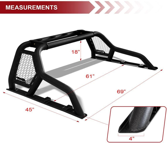 ARMORDILLO® CR1 Heavy Duty Roll Bar Chase Rack -For Full Size Truck (Texture Black)