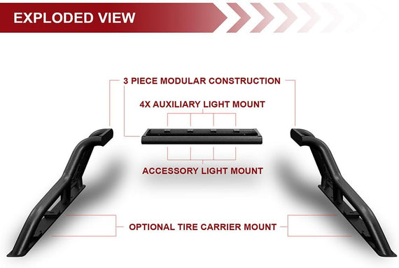 ARMORDILLO® CR1 Heavy Duty Roll Bar Chase Rack -For Full Size Truck (Texture Black)