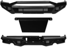 ARMORDILLO® LD2 SERIES 2009-2012 Dodge RAM 1500 Full Width Steel Front & Rear Bumper + Hoop Bar + Skid Plate Bodykit -Matte Black