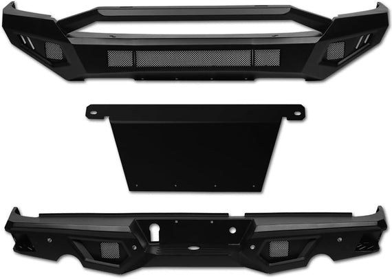 ARMORDILLO® LD2 SERIES 2009-2012 Dodge RAM 1500 Full Width Steel Front & Rear Bumper + Hoop Bar + Skid Plate Bodykit -Matte Black