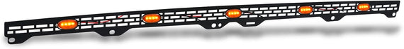 ARMORDILLO® 2014-2020 Toyota Tundra Mesh Style Hood Bumper Bulge Molding Grille Insert w/ Clear Lens LED Lights -Gloss Black