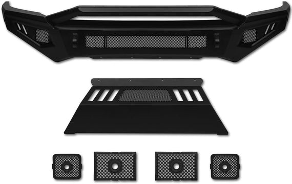 ARMORDILLO® LD2 SERIES 2010-2018 Dodge RAM 2500/3500 Full Width Steel Front Bumper + Hoop Bar + Parking Sensor Kit + Skid Plate Bodykit -Matte Black