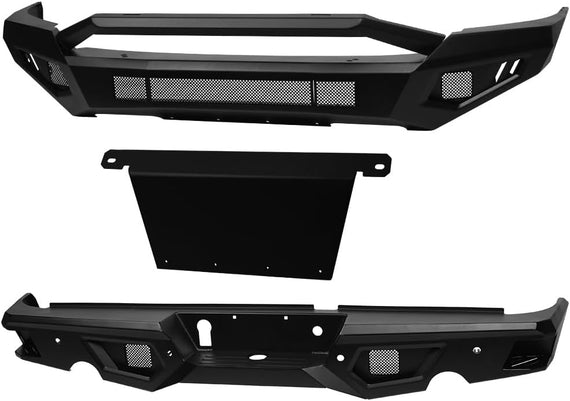 ARMORDILLO® LD2 SERIES 2009-2012 Dodge RAM 1500 Full Width Steel Front & Rear Bumper + Hoop Bar + Skid Plate Bodykit -Matte Black