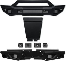 ARMORDILLO® LD2 SERIES 2019-2023 Ford Ranger Full Width Steel Front & Rear Bumper + Hoop Bar + Parking Sensor Kit + Skid Plate Bodykit -Matte Black