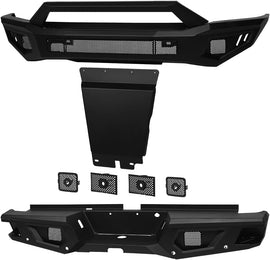 ARMORDILLO® LD2 SERIES 2019-2023 Ford Ranger Full Width Steel Front & Rear Bumper + Hoop Bar + Parking Sensor Kit + Skid Plate Bodykit -Matte Black