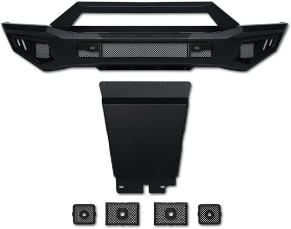ARMORDILLO® LD2 SERIES 2019-2023 Ford Ranger Full Width Steel Front Bumper + Hoop Bar + Parking Sensor Kit + Skid Plate Bodykit -Matte Black