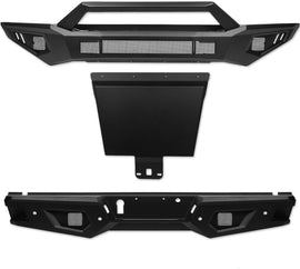 ARMORDILLO® LD2 SERIES 2015-2017 Ford F-150 Full Width Steel Front + Rear Bumper With Hoop Bar & Skid Plate Bodykit -Matte Black