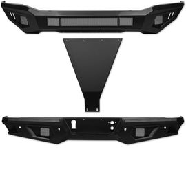 ARMORDILLO® LD2 SERIES 2014-2015 GMC Sierra 1500 Full Width Steel Front + Rear Bumper With Skid Plate Bodykit -Matte Black