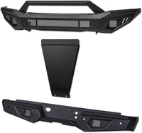ARMORDILLO® LD2 SERIES 2007-2013 Chevrolet Silverado 1500 Full Width Steel Front & Rear Bumper + Hoop Bar + Skid Plate Bodykit -Matte Black