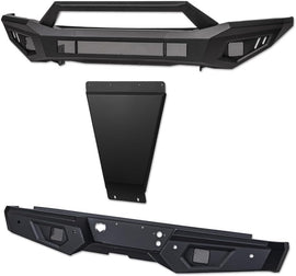 ARMORDILLO® LD2 SERIES 2007-2013 Chevrolet Silverado 1500 Full Width Steel Front & Rear Bumper + Hoop Bar + Skid Plate Bodykit -Matte Black