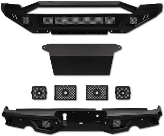 ARMORDILLO® LD2 SERIES 2019-2024 Dodge RAM CLASSIC 1500 Full Width Steel Front & Rear Bumper + Hoop Bar + Parking Sensor Kit + Skid Plate Bodykit -Matte Black