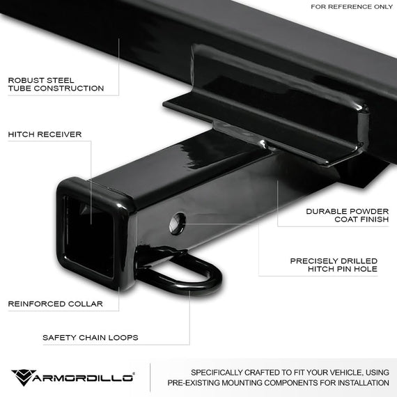 ARMORDILLO® 2020-2025 Toyota Highlander Trailer Hitch 2-Inch Receiver -Gloss Black