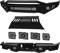 ARMORDILLO® LD2 SERIES 2010-2018 Dodge RAM 2500/3500 Full Width Steel Front & Rear Bumper + Hoop Bar + Parking Sensor Kit + Skid Plate Bodykit -Matte Black
