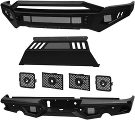 ARMORDILLO® LD2 SERIES 2010-2018 Dodge RAM 2500/3500 Full Width Steel Front & Rear Bumper + Hoop Bar + Parking Sensor Kit + Skid Plate Bodykit -Matte Black