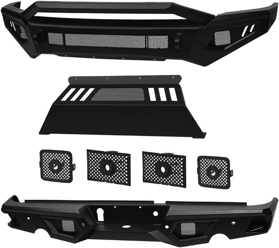 ARMORDILLO® LD2 SERIES 2010-2018 Dodge RAM 2500/3500 Full Width Steel Front & Rear Bumper + Hoop Bar + Parking Sensor Kit + Skid Plate Bodykit -Matte Black