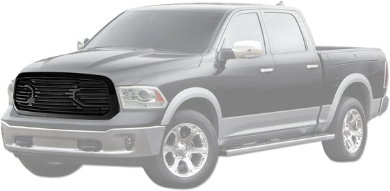 ARMORDILLO® 2013-2018 Dodge Ram 1500 Big Horn Horizontal Front Hood Grille -Gloss Black