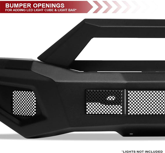 ARMORDILLO® LD2 SERIES 2019-2023 Ford Ranger Full Width Steel Front Bumper + Hoop Bar + Parking Sensor Kit + Skid Plate Bodykit -Matte Black
