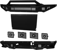 ARMORDILLO® LD2 SERIES 2019-2024 Dodge RAM 1500 Full Width Steel Front & Rear Bumper + Hoop Bar + Parking Sensor Kit + Skid Plate Bodykit -Matte Black