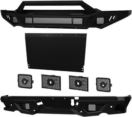 ARMORDILLO® LD2 SERIES 2019-2024 Dodge RAM 1500 Full Width Steel Front & Rear Bumper + Hoop Bar + Parking Sensor Kit + Skid Plate Bodykit -Matte Black