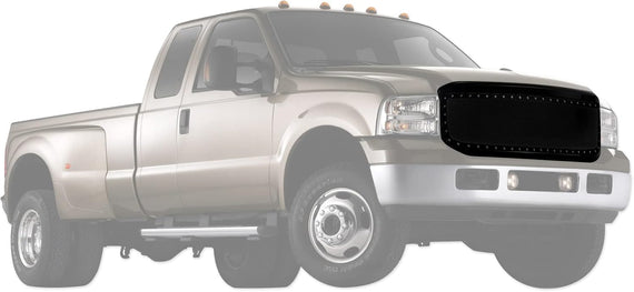 ARMORDILLO® 2005-2007 Ford F-250 F-350 F-450 F-550 Super-Duty RVT Rivet Bolt Steel Wire Mesh Style Front Grille -Gloss Black