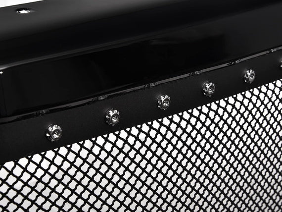 ARMORDILLO® 2005-2007 Ford F-250 F-350 F-450 F-550 Super-Duty RVT Rivet Bolt Steel Wire Mesh Style Front Grille -Gloss Black