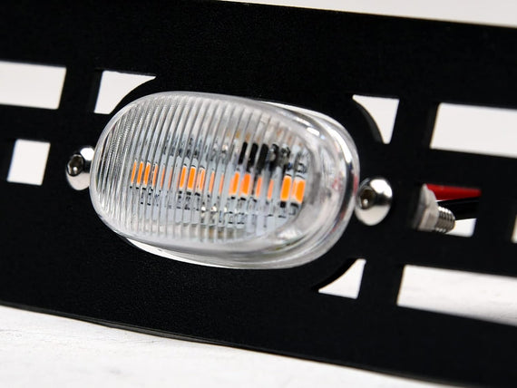 ARMORDILLO® 2014-2020 Toyota Tundra Mesh Style Hood Bumper Bulge Molding Grille Insert w/ Clear Lens LED Lights -Gloss Black