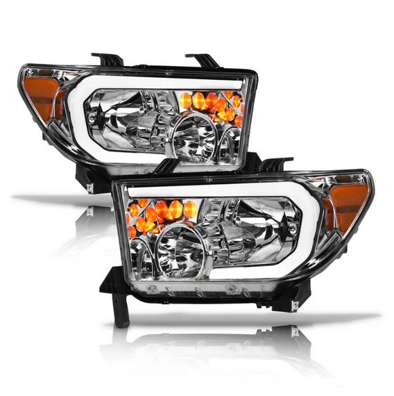 ARMORDILLO® LM Series 2007-2013 Toyota Tundra Headlights (Crystal Headlights w/ LumenX Light Bar) -Chrome Housing