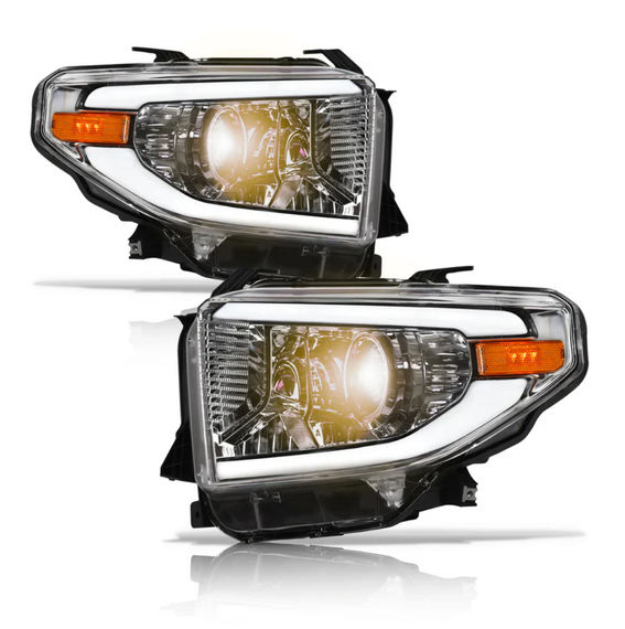 ARMORDILLO® LMP Series 2014-2021 Toyota Tundra Halogen Projector Headlights w/ LumenX Light Bar -Chrome Housing