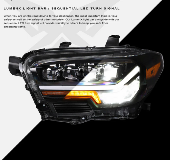 ARMORDILLO® QUAD-PRO Series 2016-2022 Toyota Tacoma LED Projector Headlights (For LED DRL Models) -Black Housing