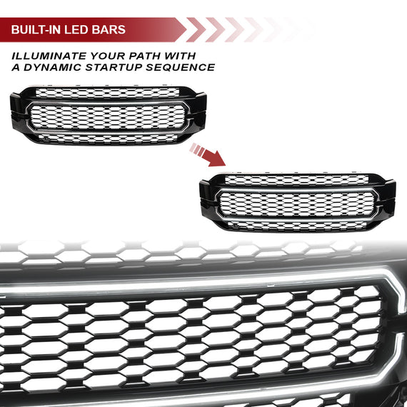 ARMORDILLO® 2021-2024 Ford F-150 LED Mesh Grille -Gloss Black