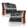 ARMORDILLO® LM Series 2003-2006 Chevrolet Silverado 1500 Headlights (Crystal Headlights w/ LumenX Light Bar) -Black Housing