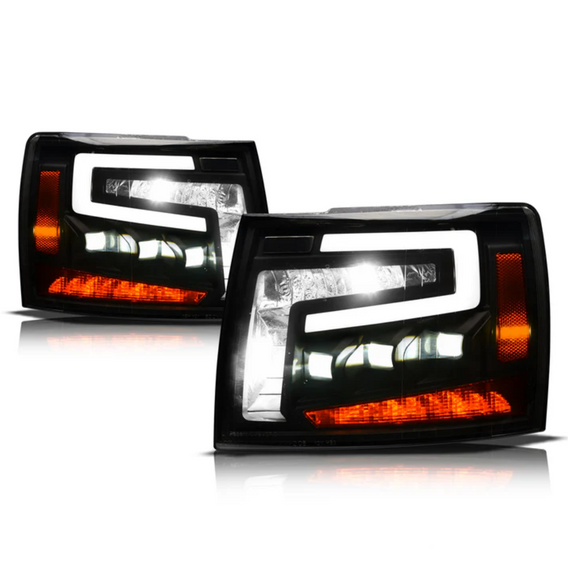 ARMORDILLO® TRI-PRO Series 2007-2013 Chevrolet Silverado 1500 LED Projector Headlights -Black Housing
