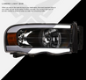 ARMORDILLO® LM Series 2002-2005 Dodge RAM 1500 Headlights (Crystal Headlights w/ LumenX Light Bar) -Black Housing