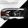 ARMORDILLO® LM Series 2002-2005 Dodge RAM 1500 Headlights (Crystal Headlights w/ LumenX Light Bar) -Black Housing