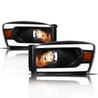 ARMORDILLO® LMP Series 2006-2008 Dodge RAM 1500 Halogen Projector Headlights w/ LumenX Light Bar -Black Housing
