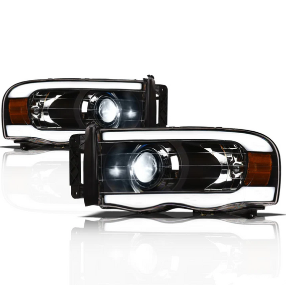 ARMORDILLO® LMX Series 2002-2005 Dodge RAM 1500 LED Projector Headlights w/ LumenX Light Bar -Black Housing