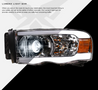 ARMORDILLO® LMX Series 2003-2005 Dodge RAM 2500 3500 LED Projector Headlights w/ LumenX Light Bar -Chrome Housing