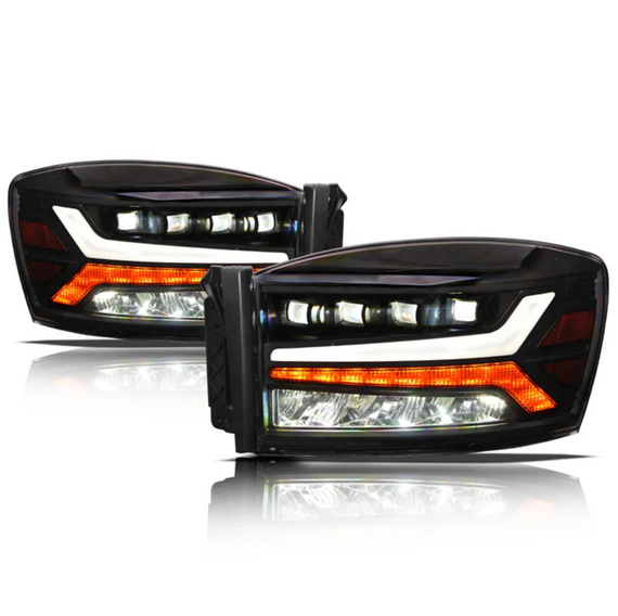 ARMORDILLO® QUAD-PRO Series 2006-2009 Dodge RAM 2500 3500 LED Projector Headlights -Black Housing