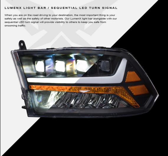 ARMORDILLO® QUAD-PRO Series 2010-2018 Dodge RAM 2500 3500 LED Projector Headlights -Black Housing