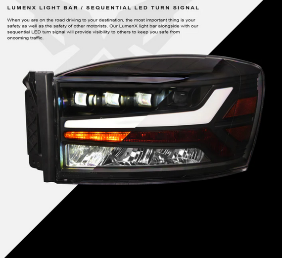 ARMORDILLO® QUAD-PRO Series 2006-2009 Dodge RAM 2500 3500 LED Projector Headlights -Black Housing