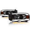 ARMORDILLO® SQ Series 2002-2005 Dodge RAM 1500 Headlights (Crystal Headlights w/ Sequential Signal/LumenX Light Bar) -Black Housing