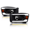 ARMORDILLO® SQ Series 2006-2008 Dodge RAM 1500 Headlights (Crystal Headlights w/ Sequential Signal/LumenX Light Bar) -Black Housing