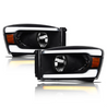 ARMORDILLO® SQ Series 2006-2008 Dodge RAM 1500 Headlights (Crystal Headlights w/ Sequential Signal/LumenX Light Bar) -Black Housing