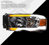 ARMORDILLO® SQ Series 2002-2005 Dodge RAM 1500 Headlights (Crystal Headlights w/ Sequential Signal/LumenX Light Bar) -Chrome Housing