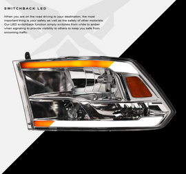 Dodge RAM LEd Chrome Housing Headlight SQ Series Led Headlight assembly for Ram by Armrodillo