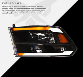 Dodge RAM LEd Black Headlight SQ Series Led Headlight assembly for GMC by Armrodillo